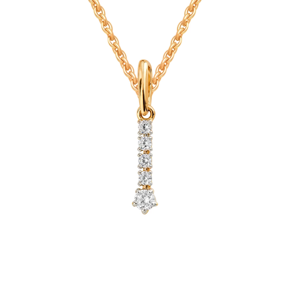 Подвес с фианитами из желтого золота 585 пробы