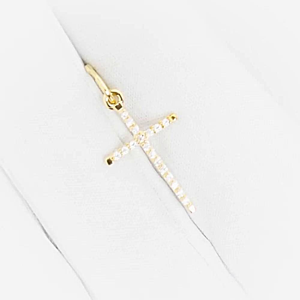 Подвес с фианитами из желтого золота 585 пробы