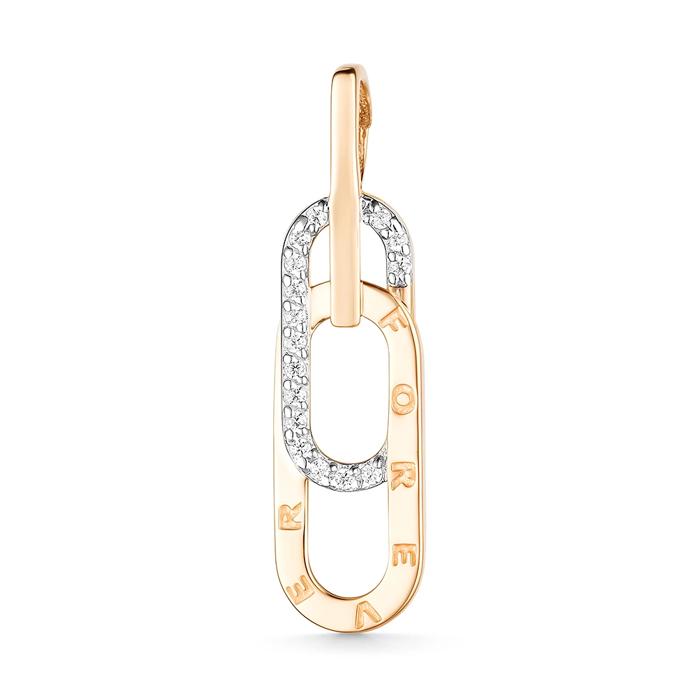 Подвес с фианитами из красного золота 585 пробы