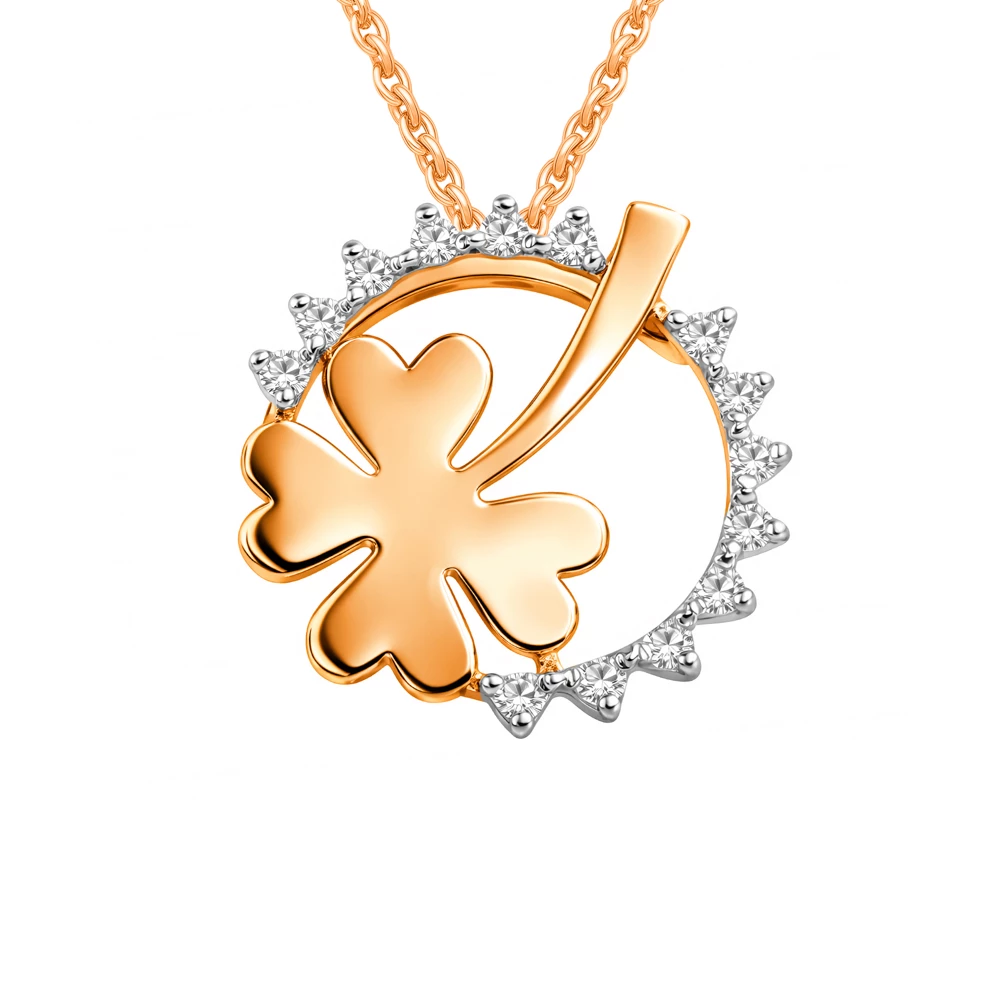 Подвес с фианитами из красного золота 585 пробы