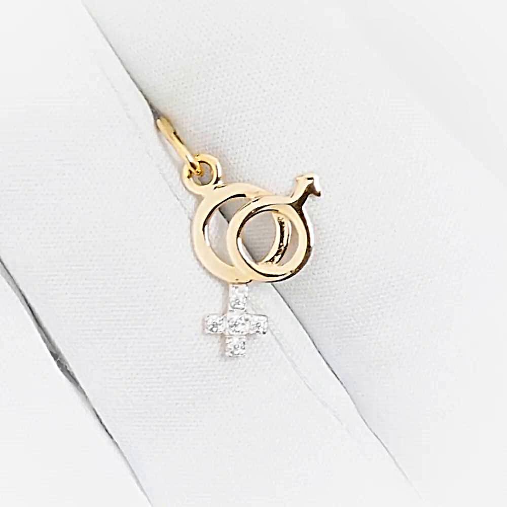 Подвес с фианитами из красного золота 585 пробы