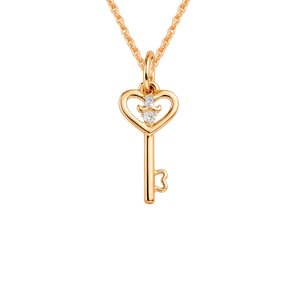 Подвес с фианитами из красного золота 585 пробы