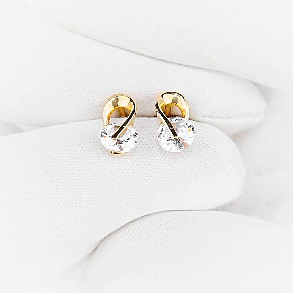 Серьги с фианитами из красного золота 375 пробы 1