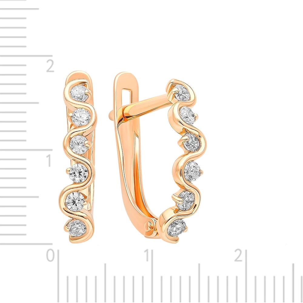Серьги с фианитами из красного золота 375 пробы 2