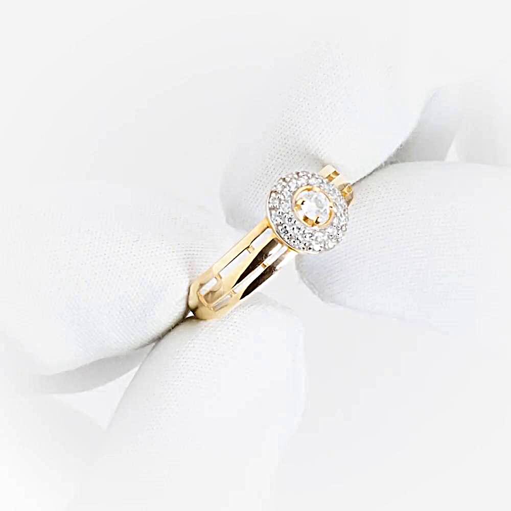 Кольцо с фианитами из красного золота 585 пробы 1