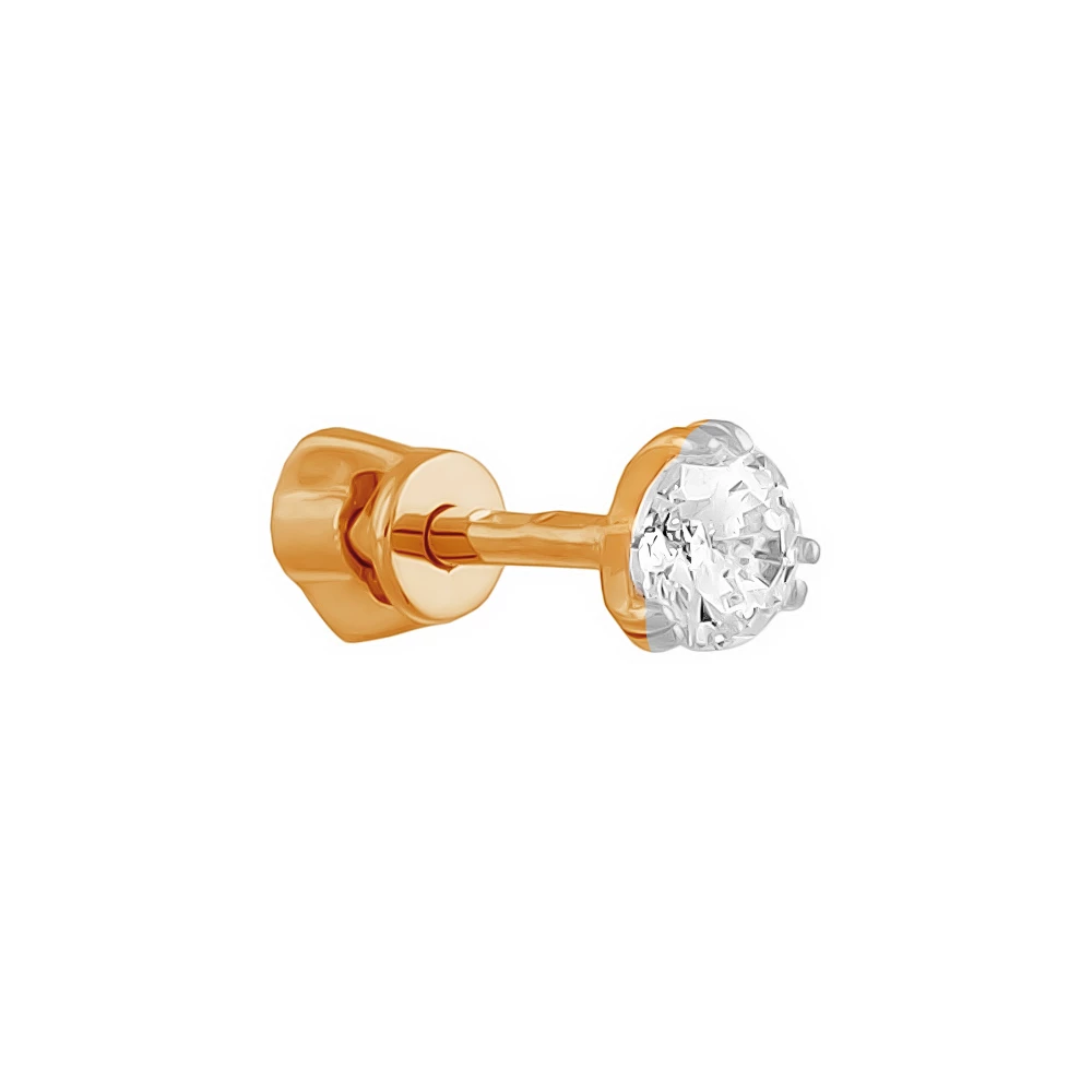 Серьга с фианитом из красного золота 375 пробы