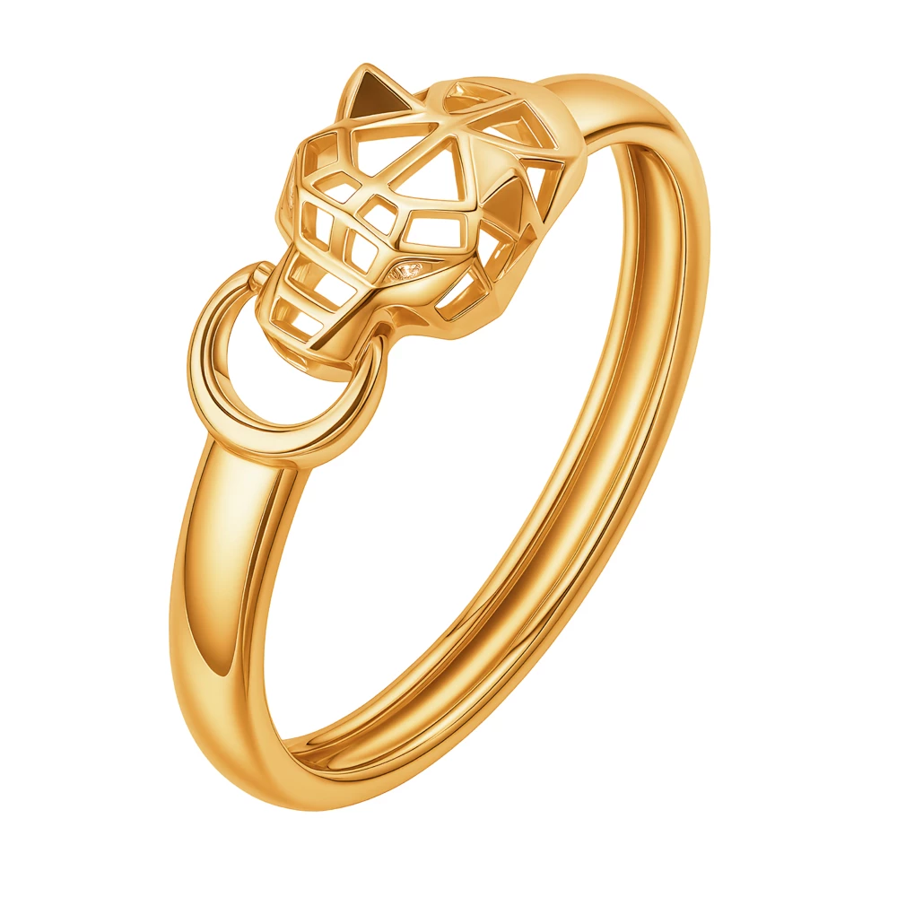 Кольцо с фианитами из красного золота 585 пробы