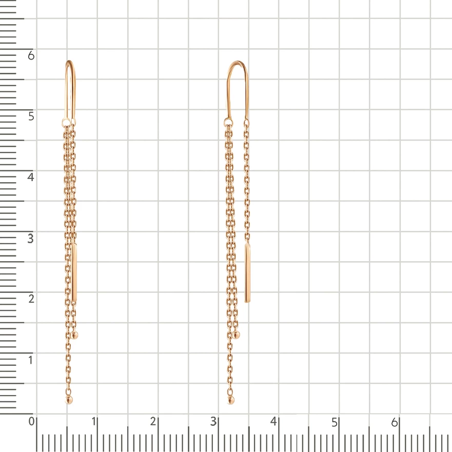 Серьги-продевки из красного золота 585 пробы