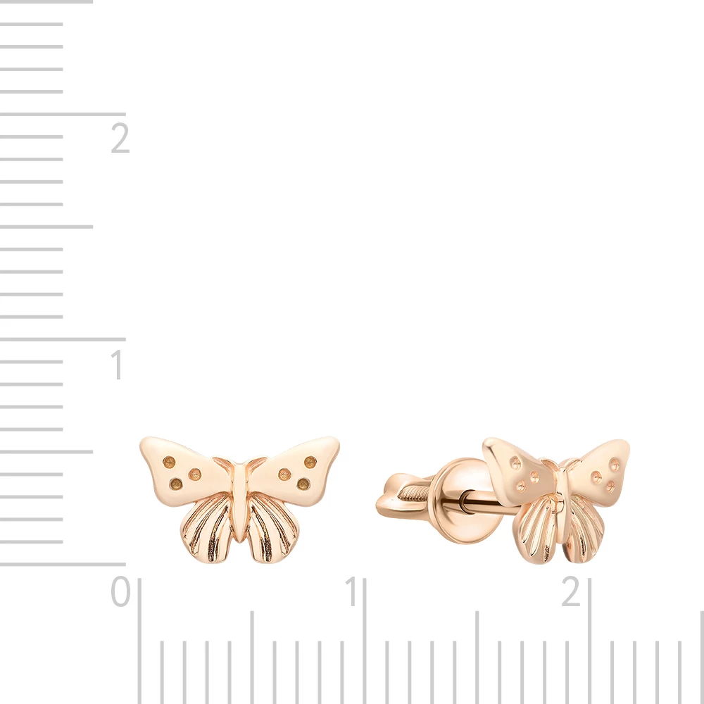 Серьги  Бабочка из красного золота 585 пробы