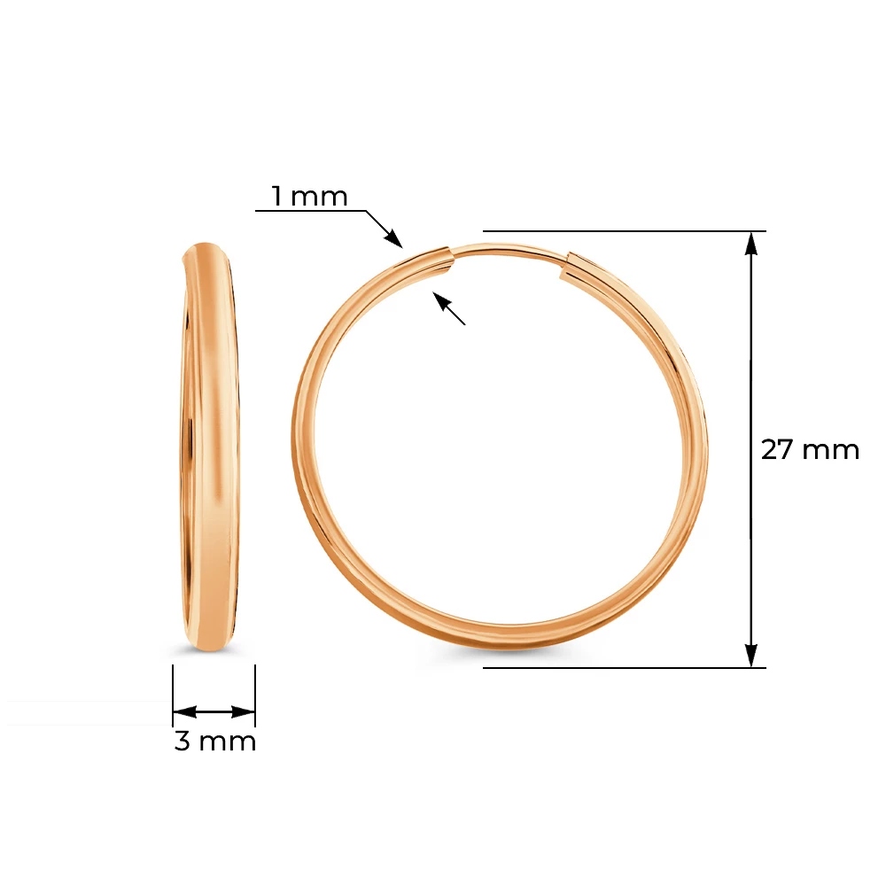 Серьги конго из красного золота 585 пробы Серьги конго из красного золота 585 пробы