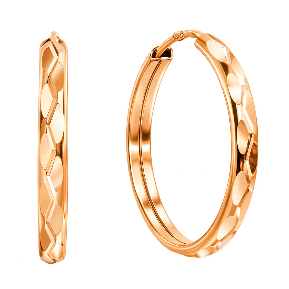 Серьги конго из красного золота 585 пробы