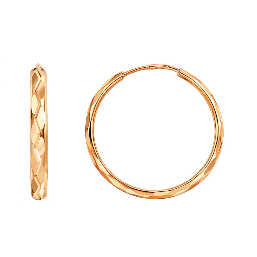 Серьги конго из красного золота 585 пробы