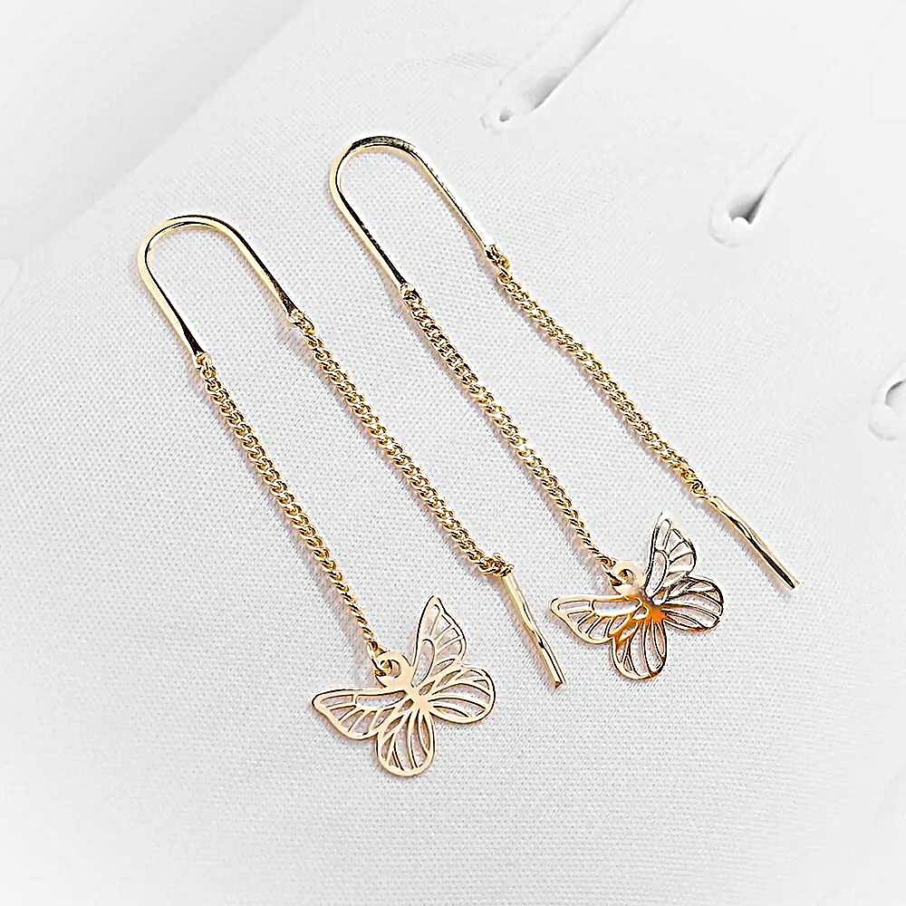 Серьги  Бабочка из красного золота 375 пробы 1