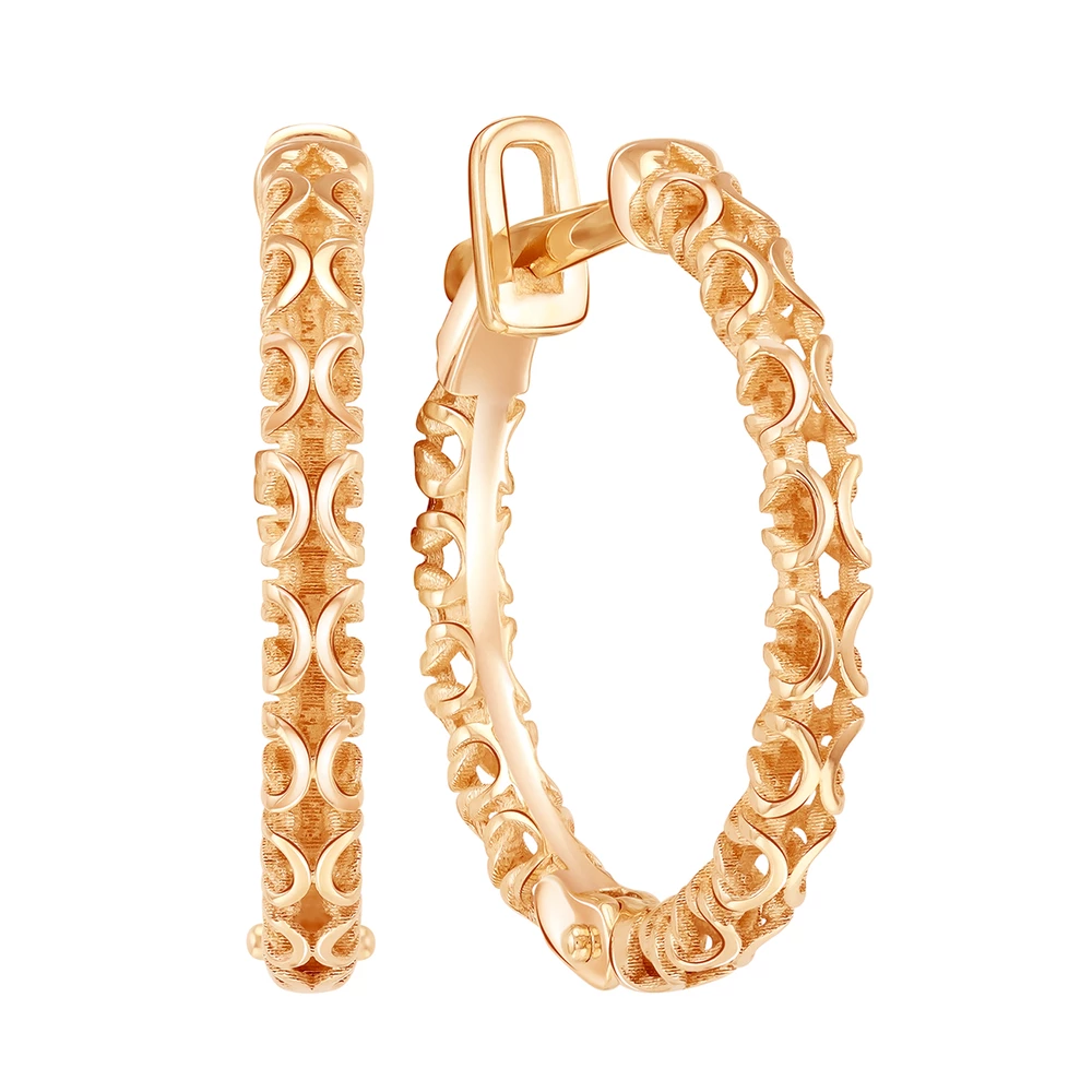 Серьги конго из красного золота 585 пробы