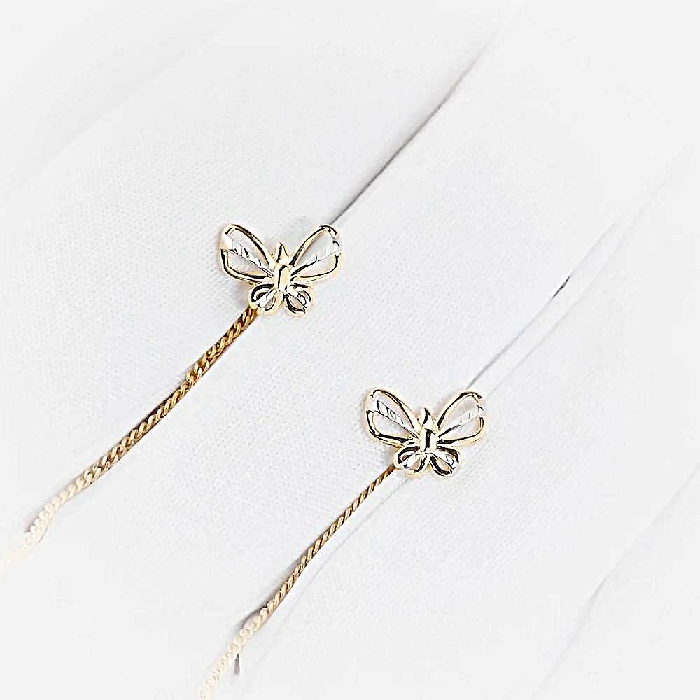 Серьги  Бабочка из красного золота 585 пробы 1