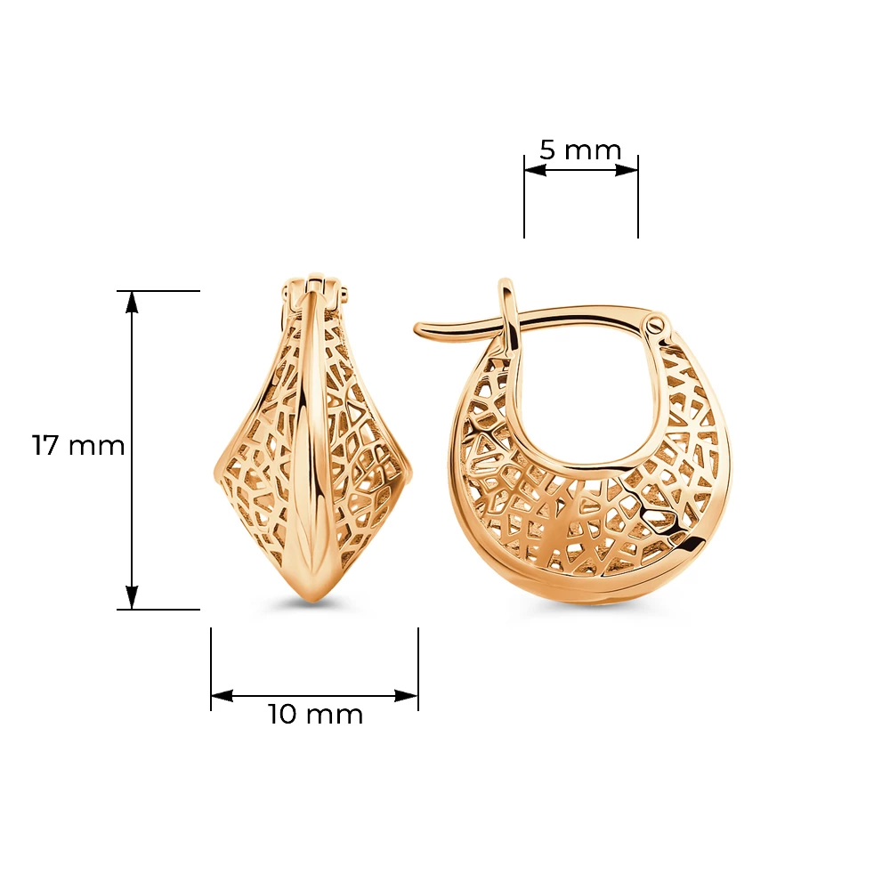 Серьги конго из красного золота 585 пробы Серьги конго из красного золота 585 пробы
