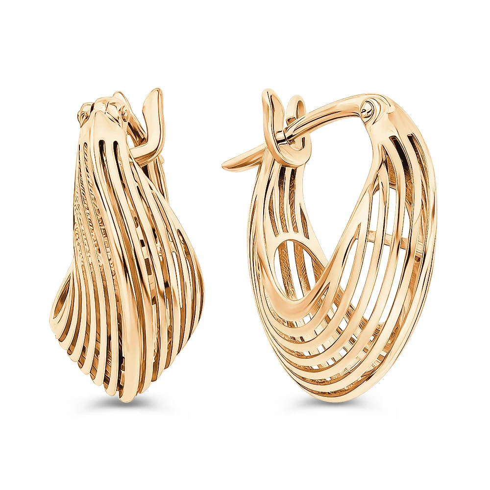 Серьги конго из красного золота 585 пробы