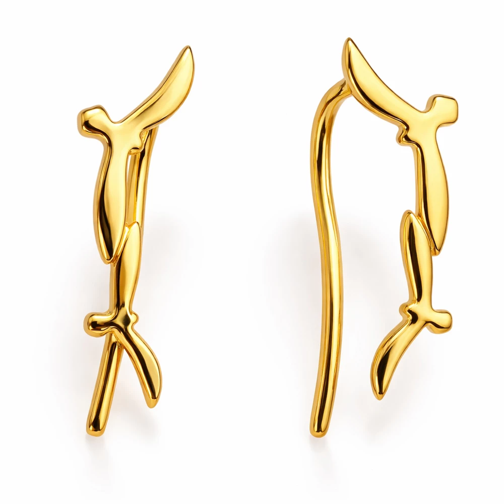 Серьги  Птица из красного золота 585 пробы