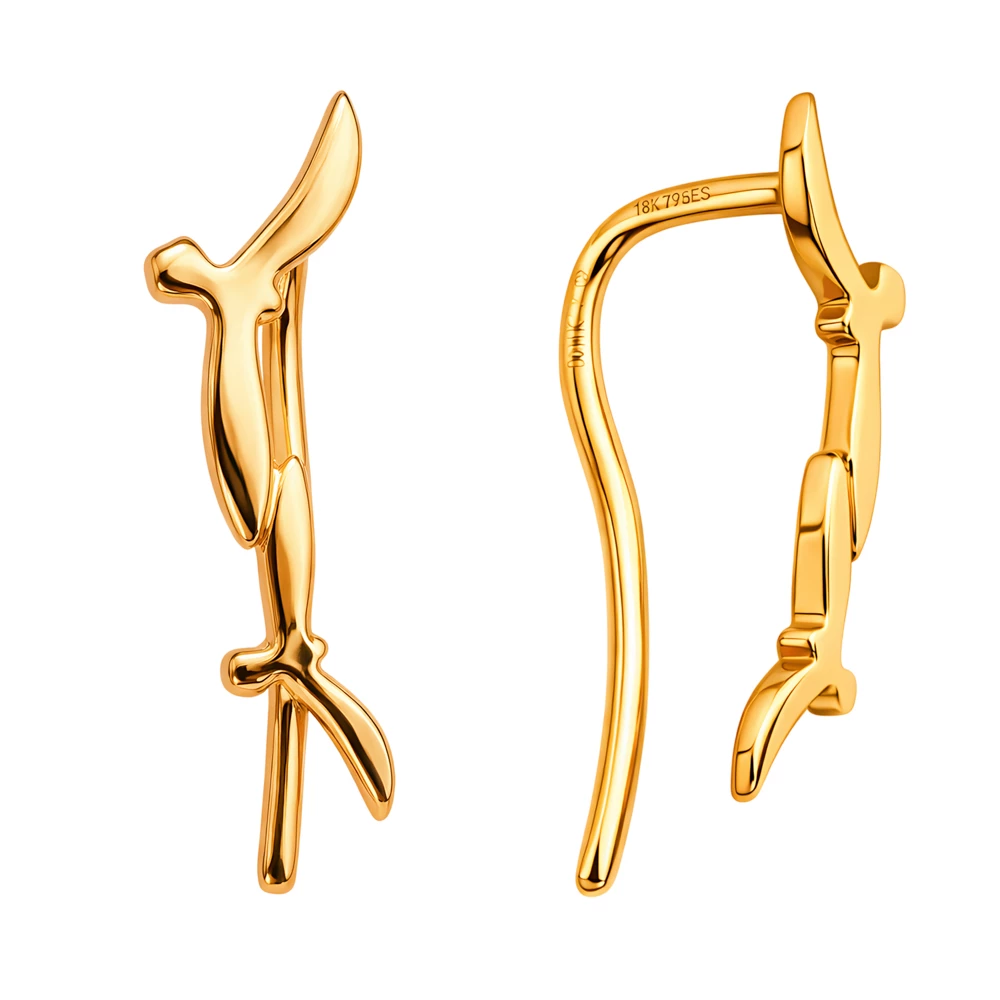 Серьги  Птица из красного золота 585 пробы