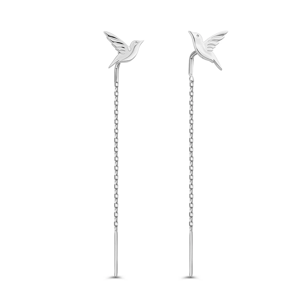 Серьги  Птица из красного золота 585 пробы