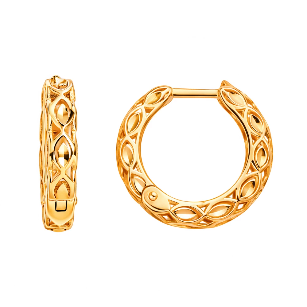 Серьги конго из красного золота 585 пробы