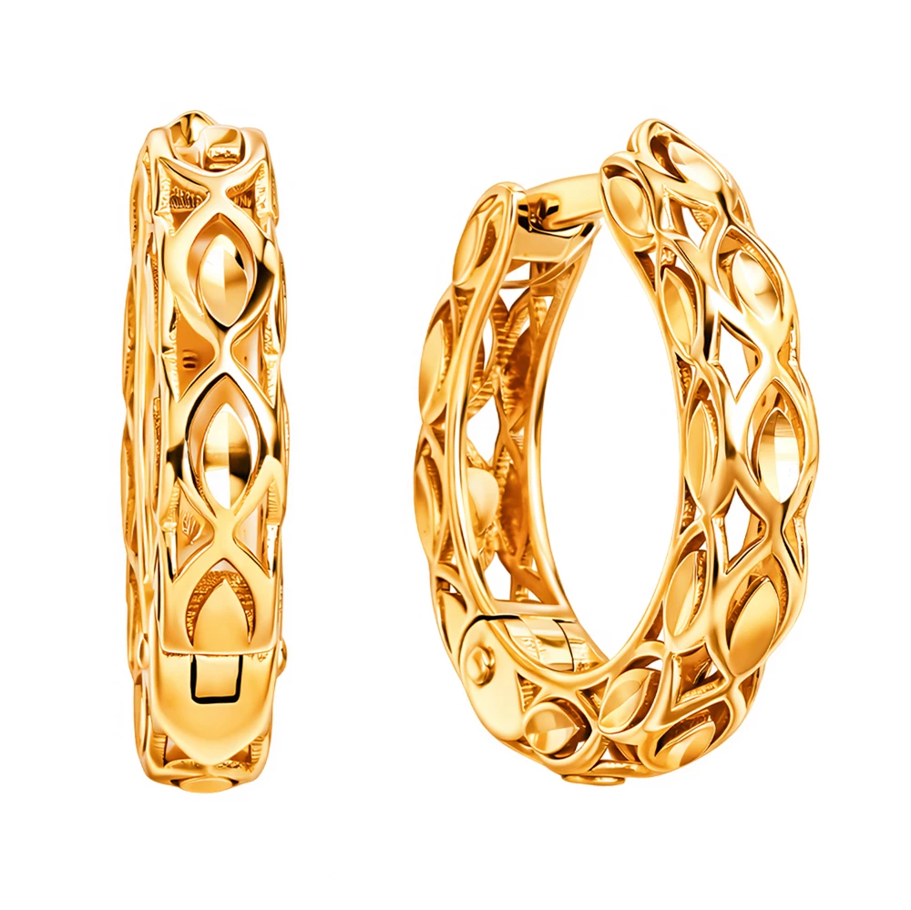 Серьги конго из красного золота 585 пробы