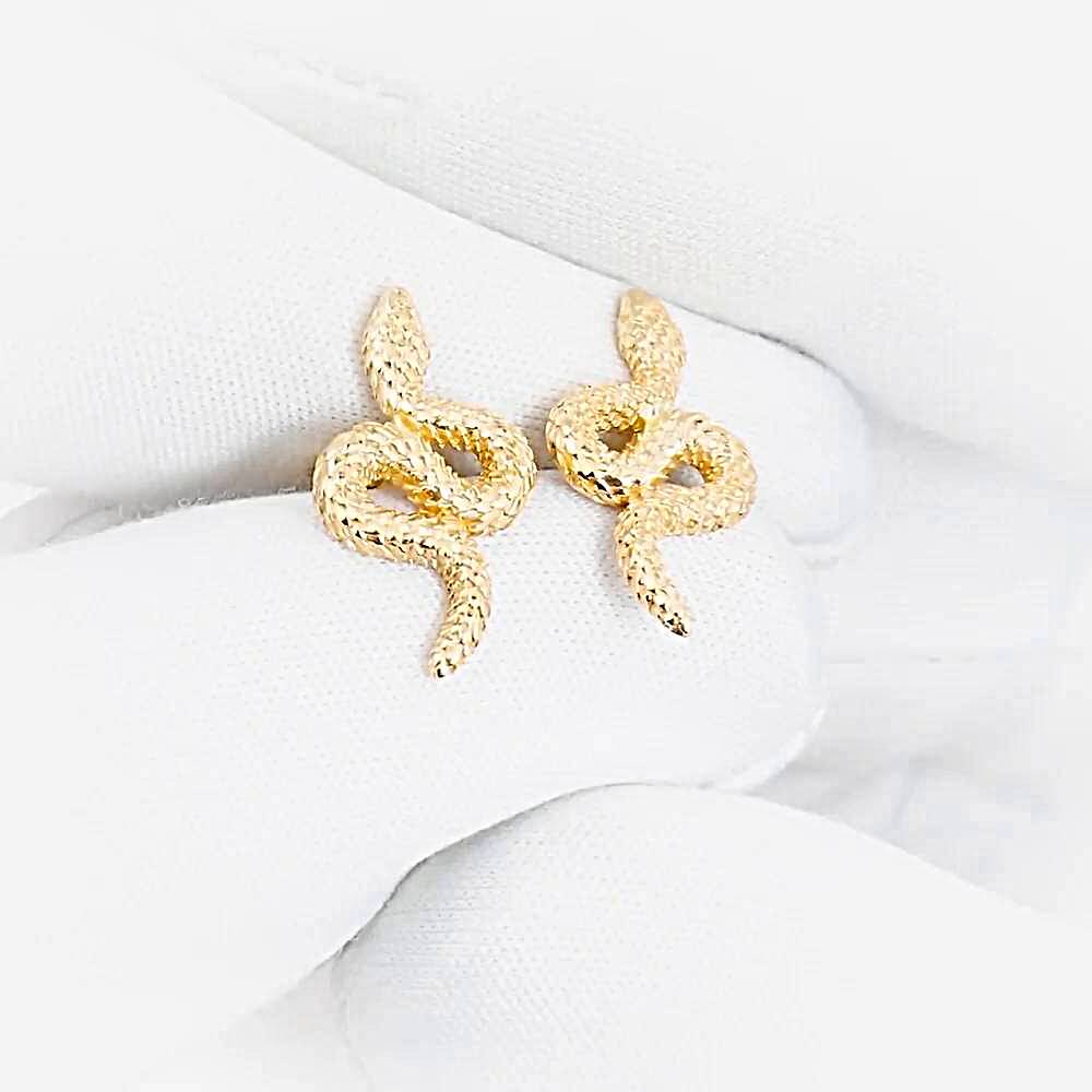 Серьги  Змея из красного золота 585 пробы