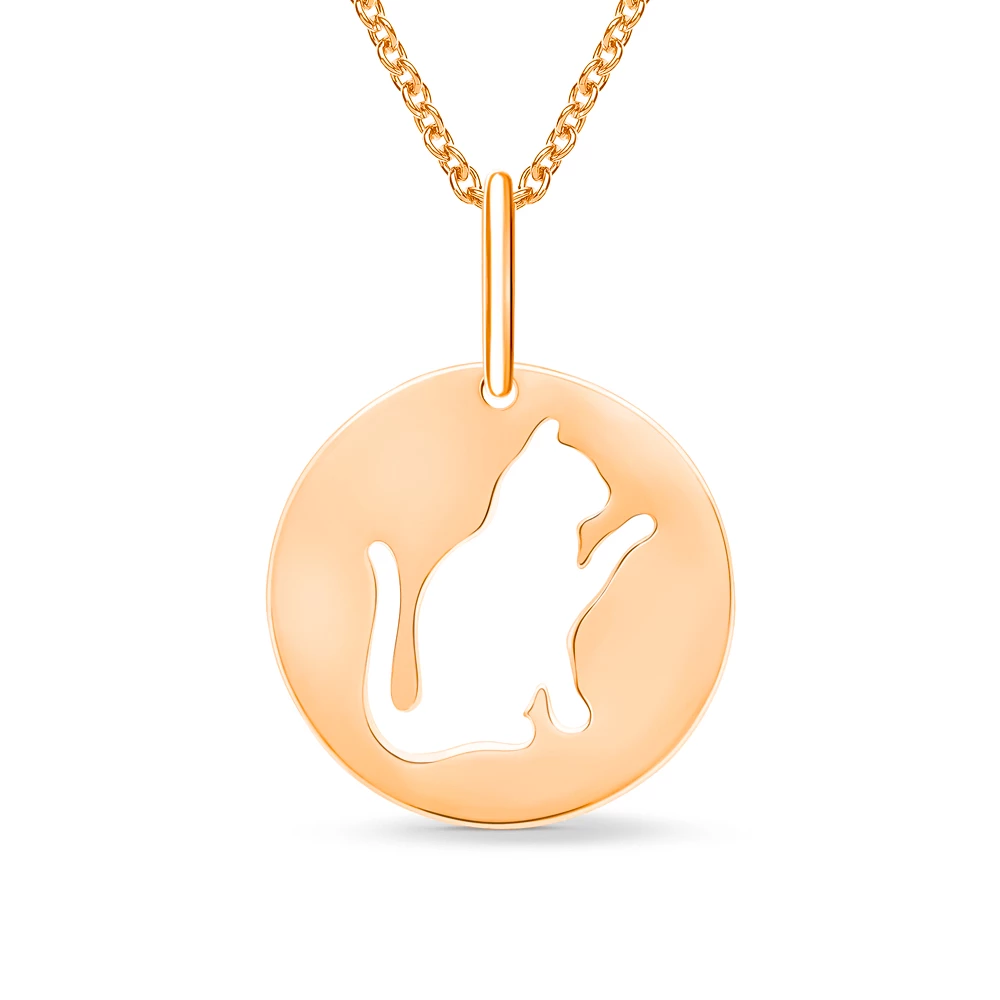 Подвес  Кошка из красного золота 585 пробы