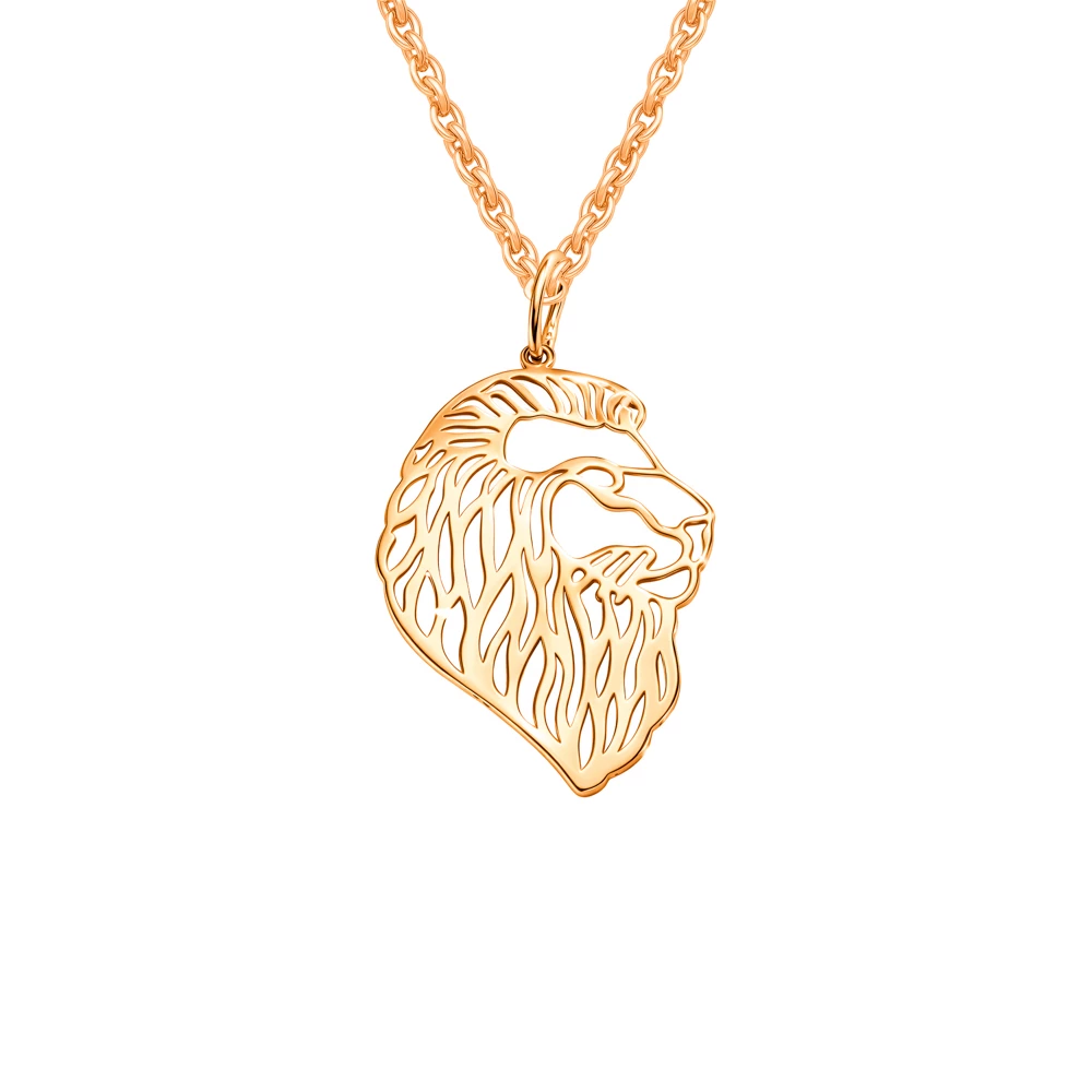 Подвес  Лев из красного золота 585 пробы