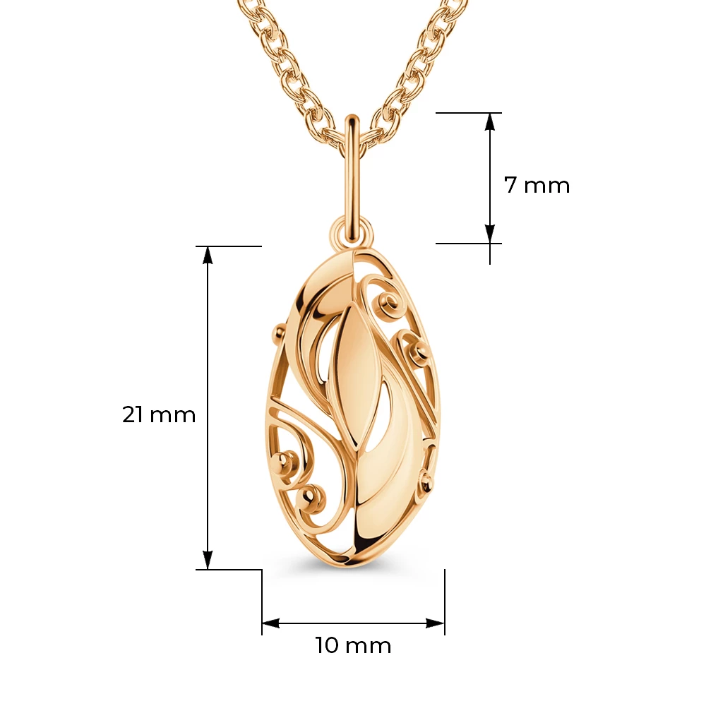 Подвес из красного золота 585 пробы