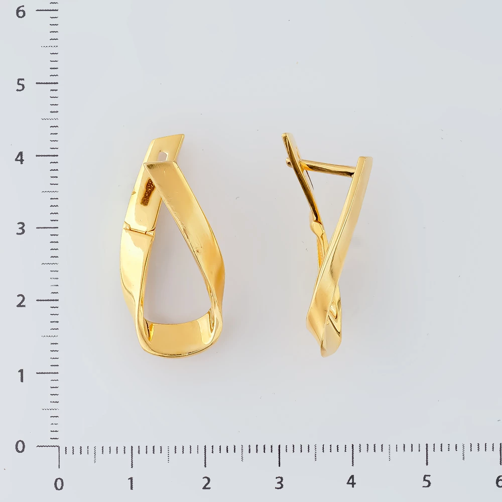 Серьги конго из желтого золота 585 пробы