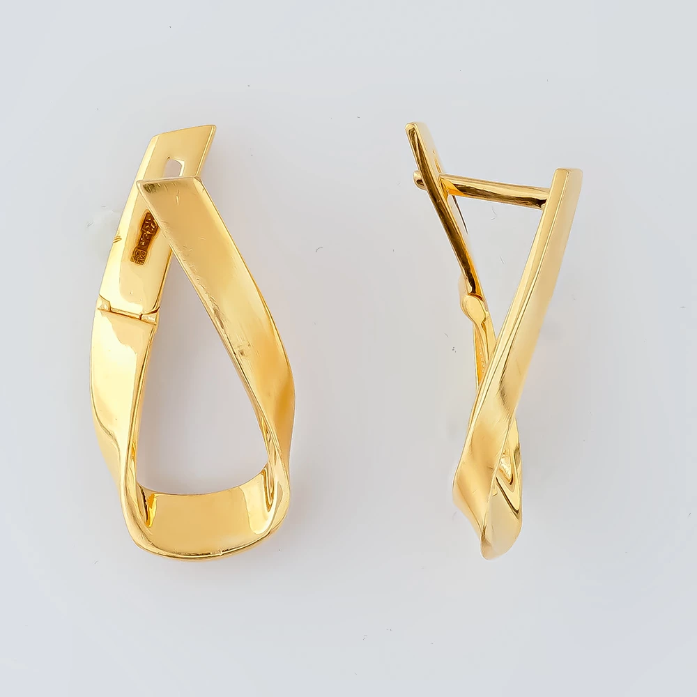 Серьги конго из желтого золота 585 пробы