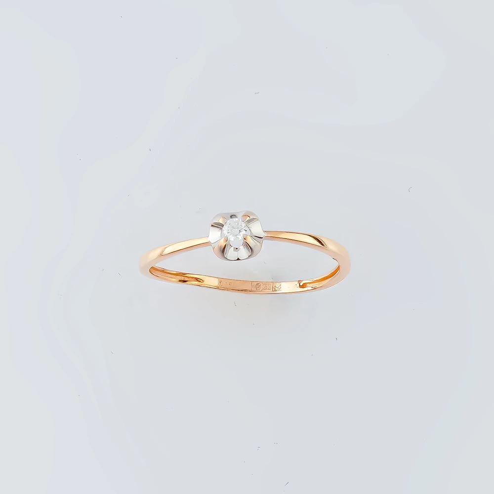 Кольцо с бриллиантом из красного золота 585 пробы