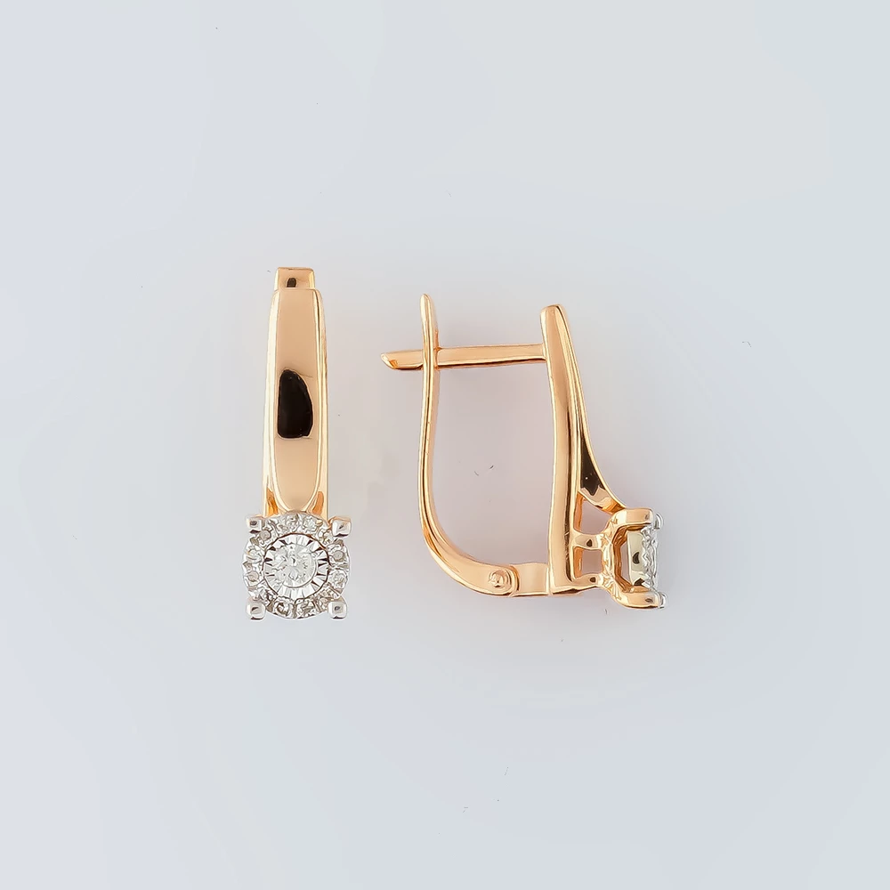 Серьги с бриллиантом из красного золота 585 пробы