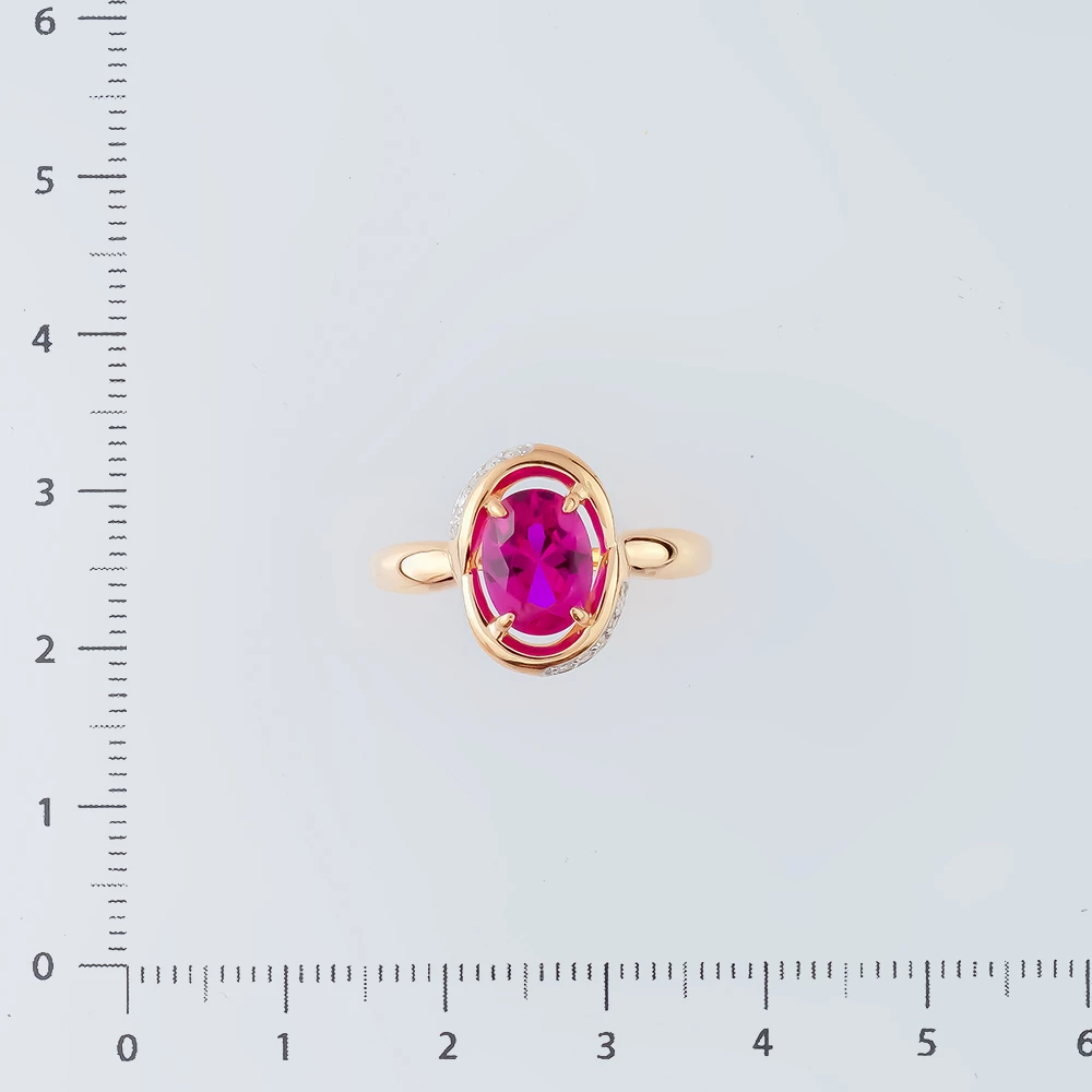 Кольцо с рубином синтетическим из красного золота 585 пробы Кольцо с рубином синтетическим из красного золота 585 пробы