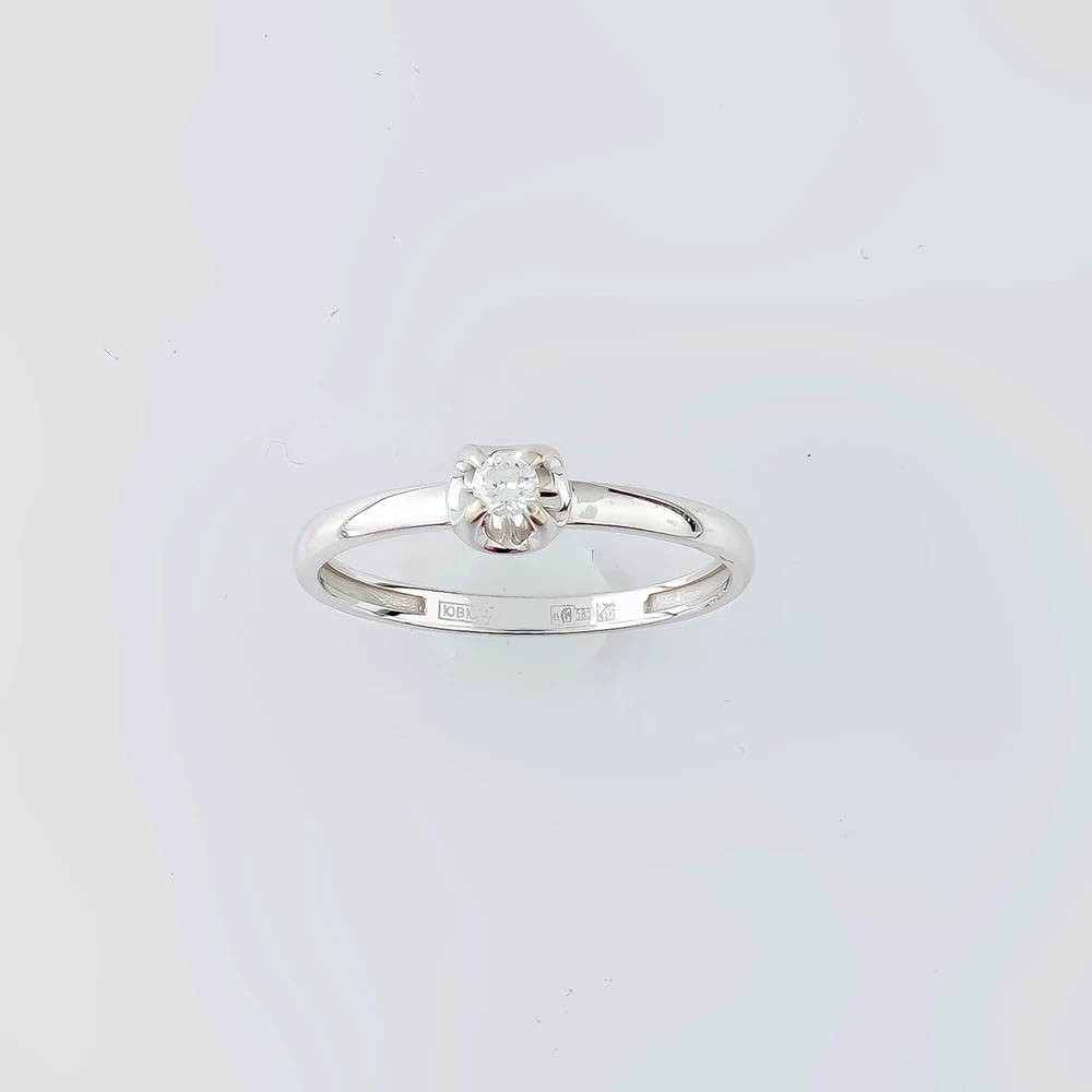 Кольцо с бриллиантом из белого золота 585 пробы