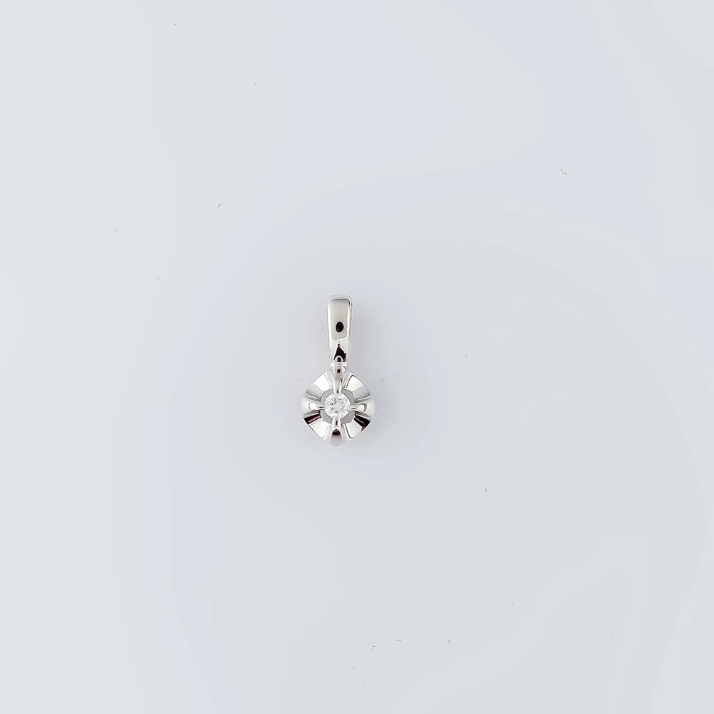 Подвес с бриллиантом из белого золота 585 пробы