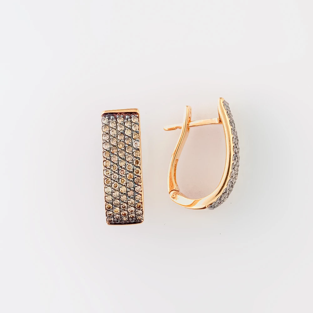 Серьги с бриллиантом из красного золота 585 пробы