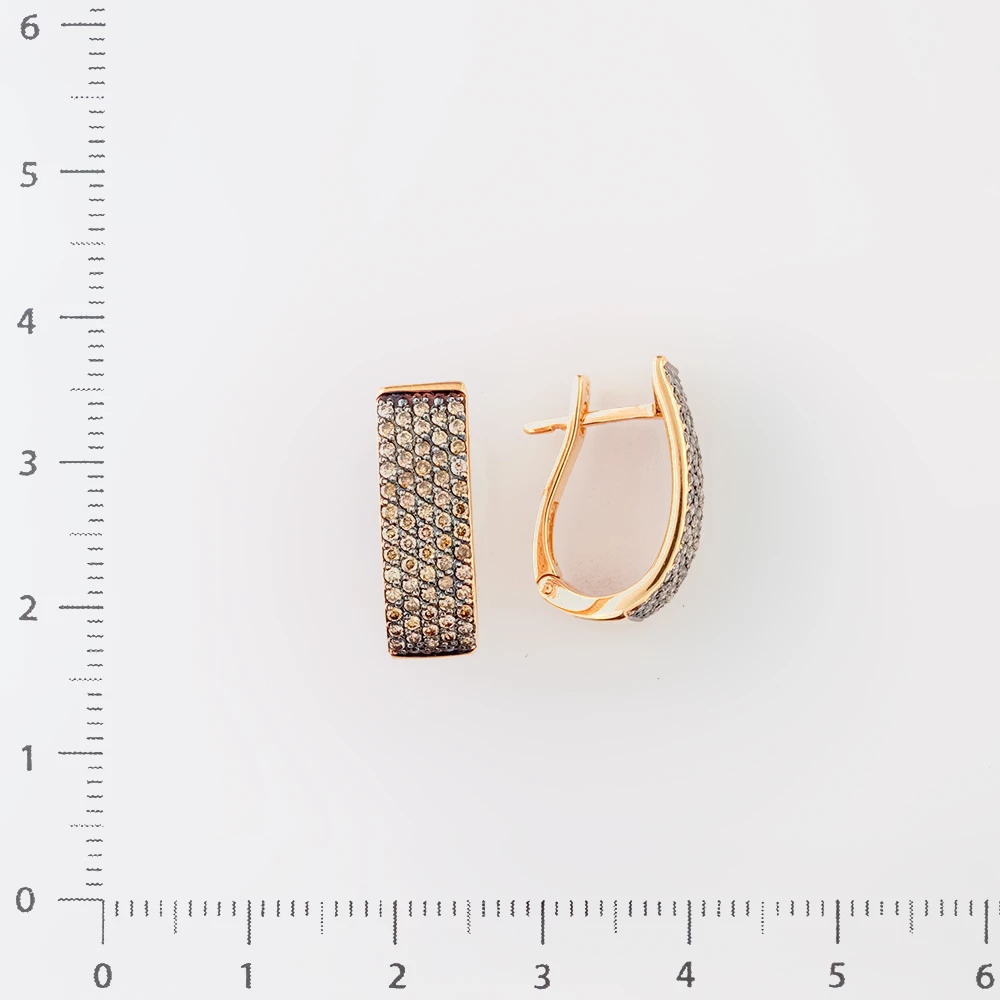 Серьги с бриллиантом из красного золота 585 пробы