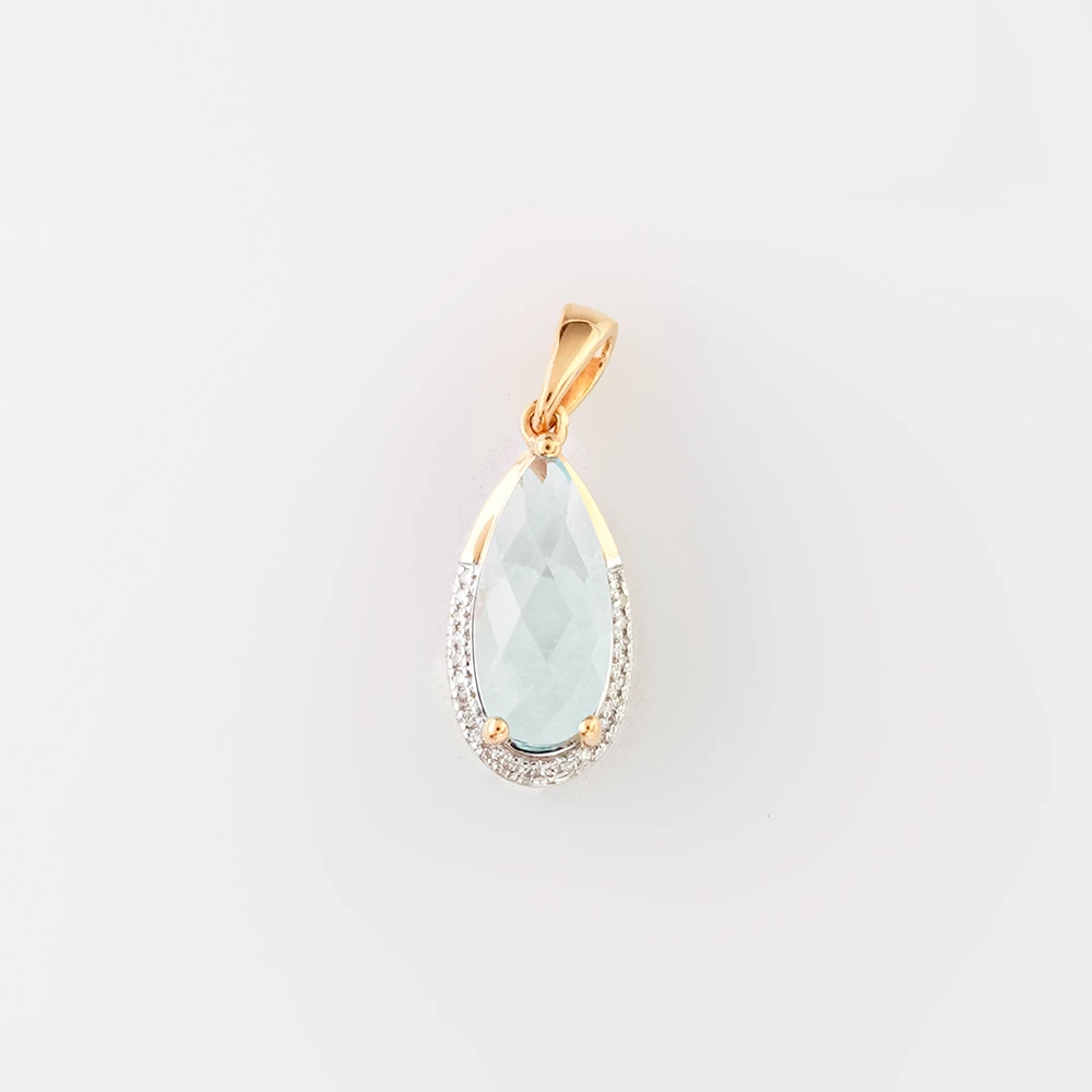 Подвес с топазом из красного золота 585 пробы