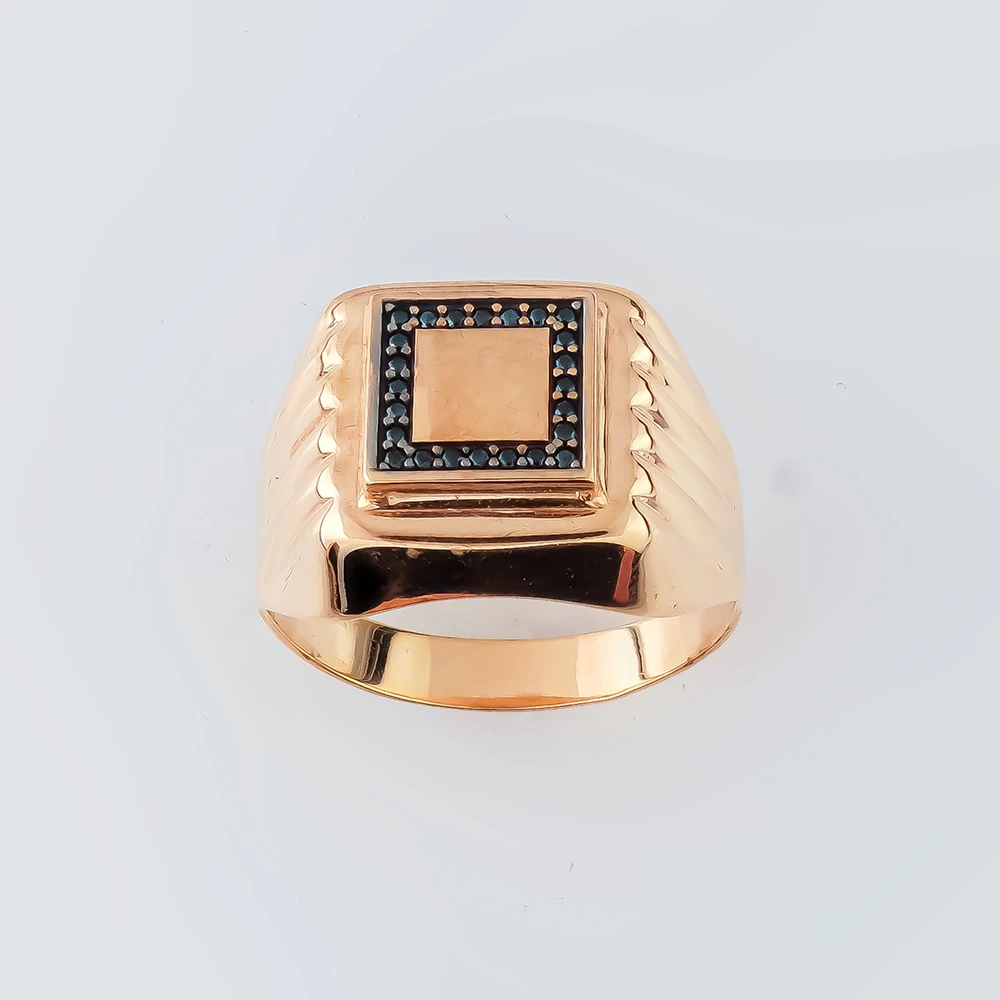 Кольцо с фианитом из красного золота 375 пробы