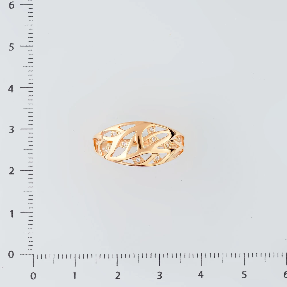 Кольцо с фианитом из красного золота 585 пробы