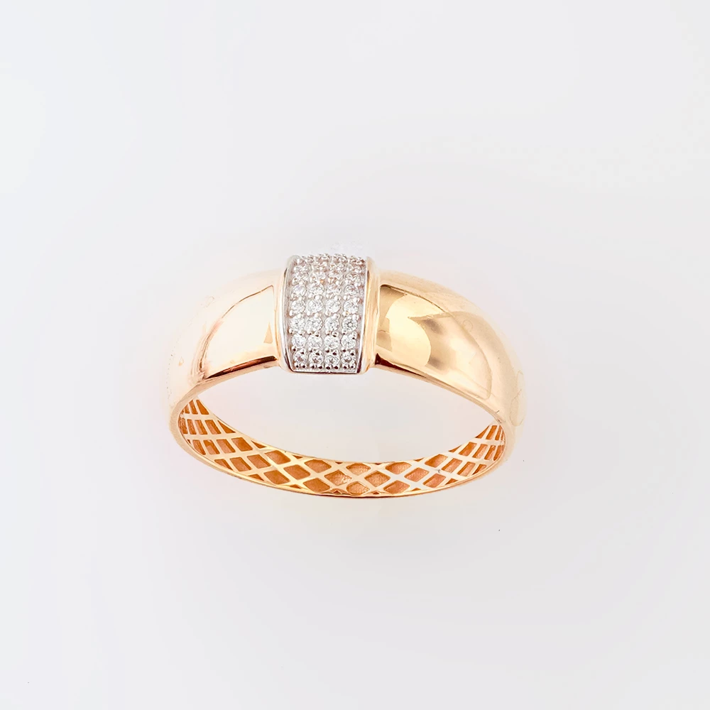 Кольцо с фианитом из красного золота 585 пробы