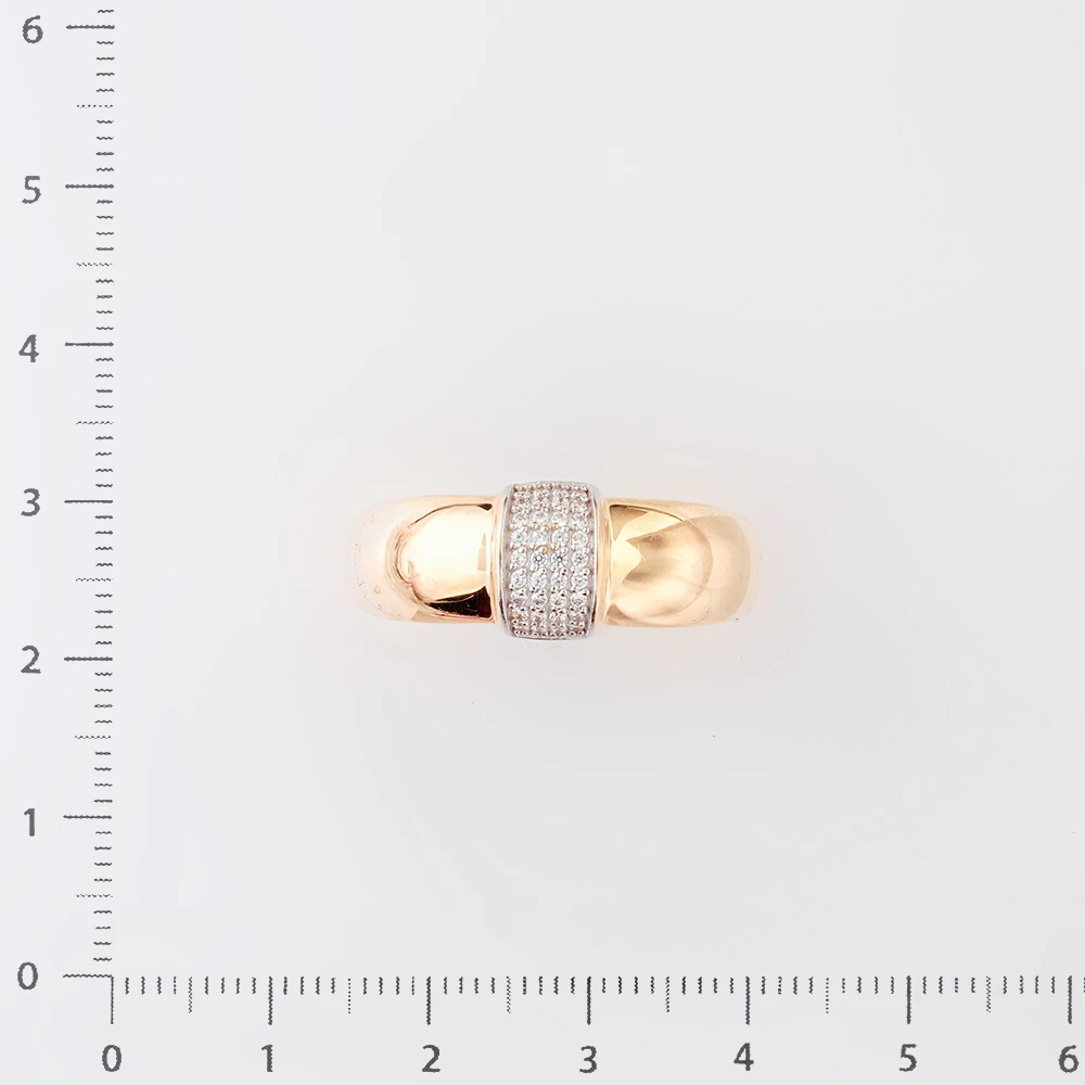 Кольцо с фианитом из красного золота 585 пробы