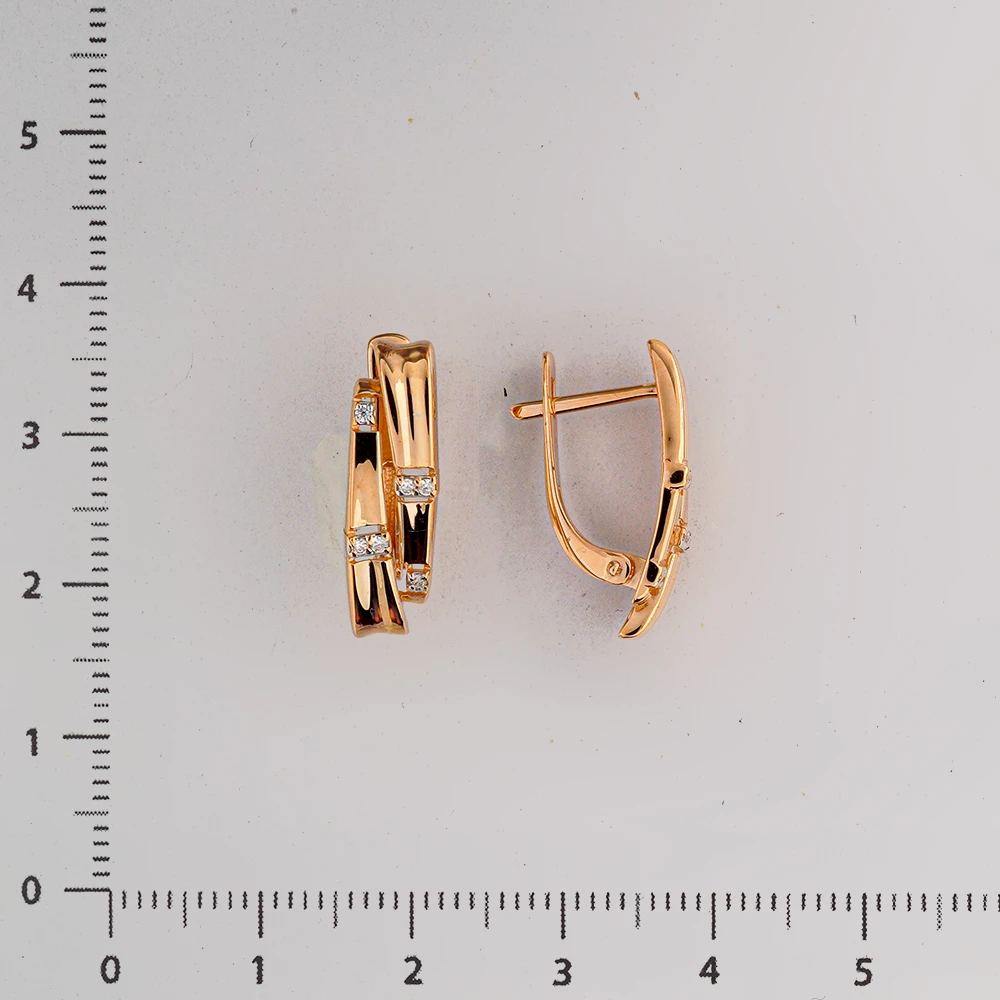 Серьги с фианитом из красного золота 585 пробы