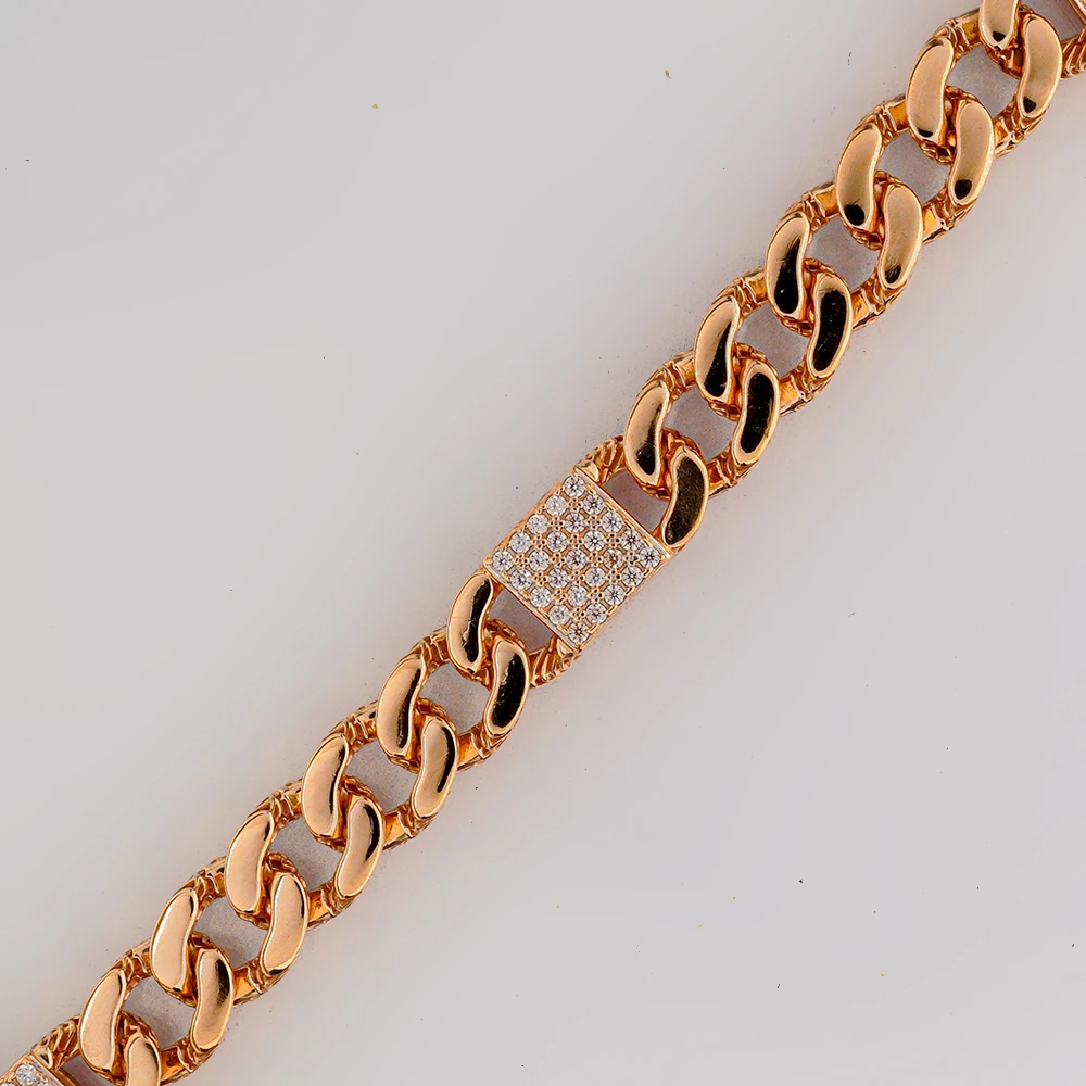 Браслет с фианитом из красного золота 585 пробы