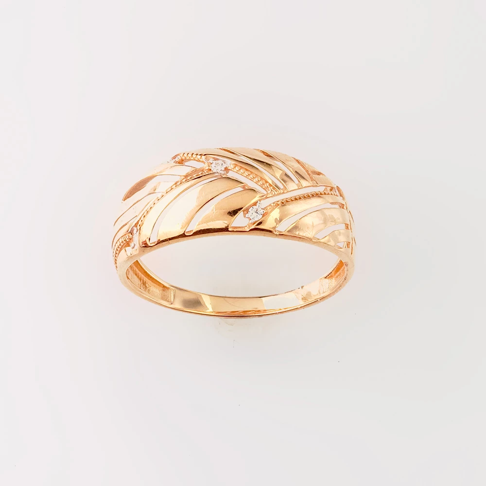 Кольцо с фианитом из красного золота 585 пробы