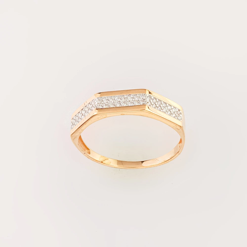 Кольцо с фианитом из красного золота 585 пробы