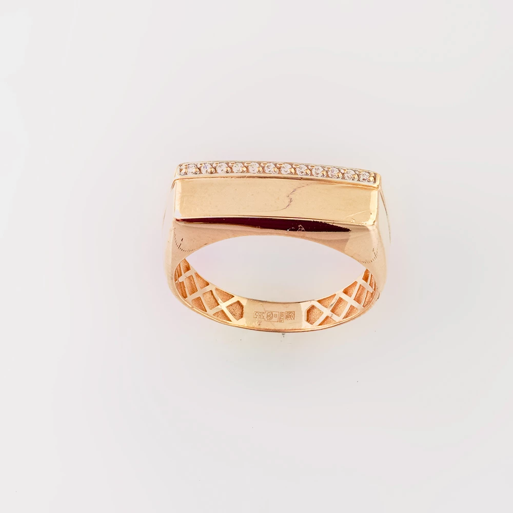 Кольцо с фианитом из красного золота 585 пробы