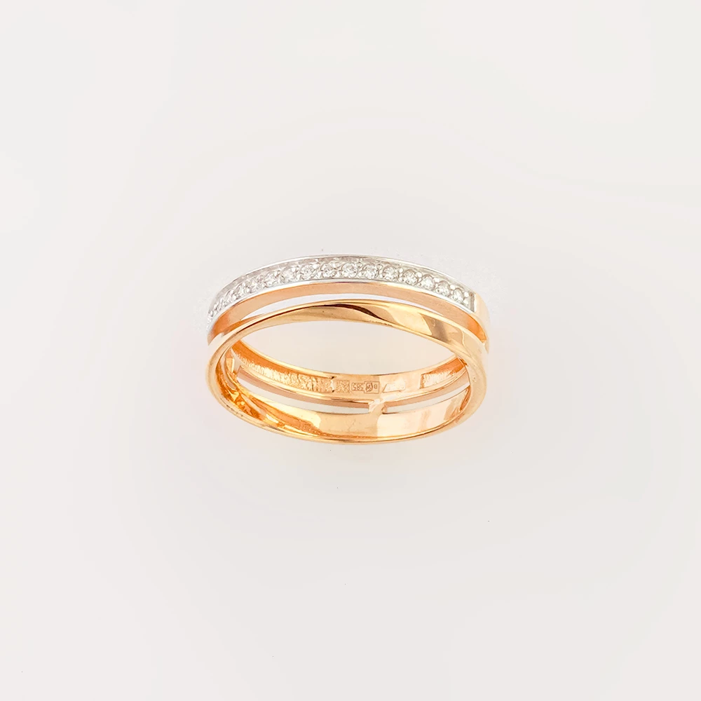 Кольцо с фианитом из красного золота 585 пробы